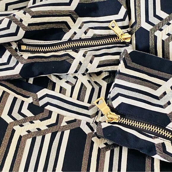 Genetic x Liberty Ross White Hot Metallic Jacquard Fitted Cropped Blazer Sz M - Picture 9 of 16